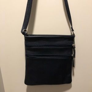 Genuine Italian leather cross body bag - Navy